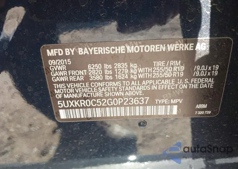 2016 BMW X5 xDrive35I z USA, uszkodzony, nr VIN 5UXKR0C52G0P23637